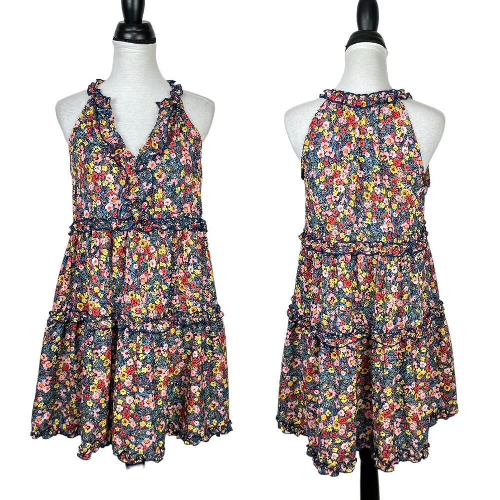Hailey & Co. | NWT Navy & Pink Floral Sleeveless Tiered Trapeze Flare Mini Dress